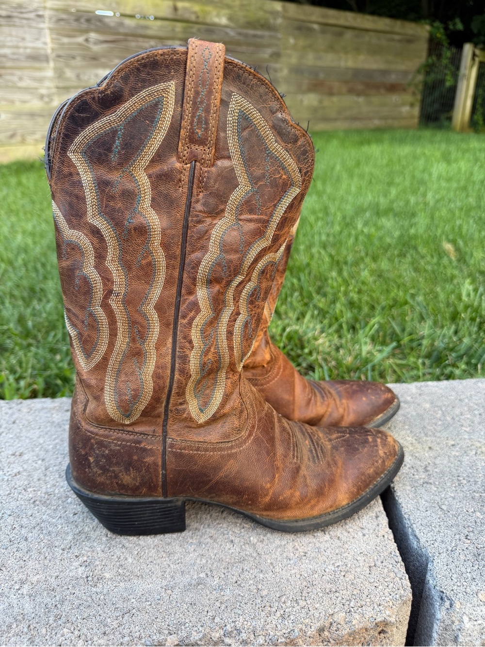 Ariat Heritage Western R Toe Boots 10010266 Embroidered Cowgirl Brown Women 7B